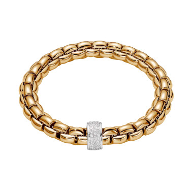         Gelbgold, Armschmuck, FOPE Eka Flex'it Armband mit Diamantpavé