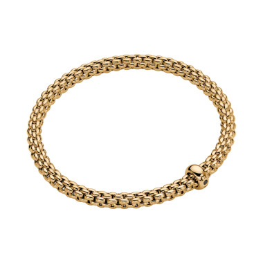 Armschmuck, Gelbgold, FOPE Solo Flex'it Armband mit schwarzen Brillanten