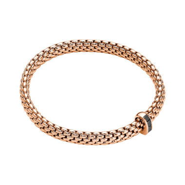 Armschmuck, Roségold, FOPE Vendôme Flex'it Armband mit schwarzen Diamanten
