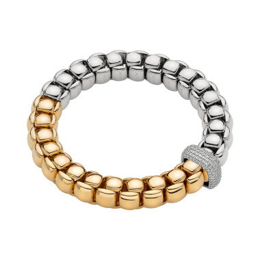         Gelbgold &amp; Weißgold, Armschmuck, FOPE Eka Flex'it Armband mit Diamantpavé