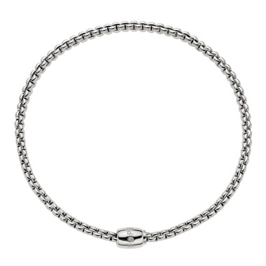 Halsschmuck, Weißgold, FOPE Eka Flex'it Halskette mit dekorativem Verschluss