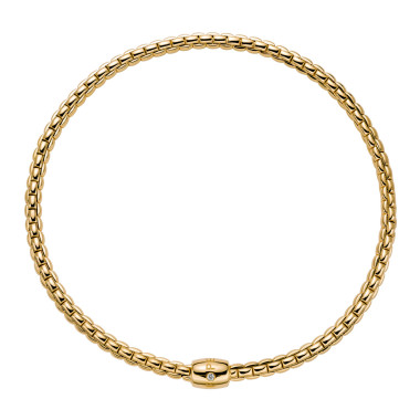 Halsschmuck, Gelbgold, FOPE Eka Flex'it Halskette mit dekorativem Verschluss