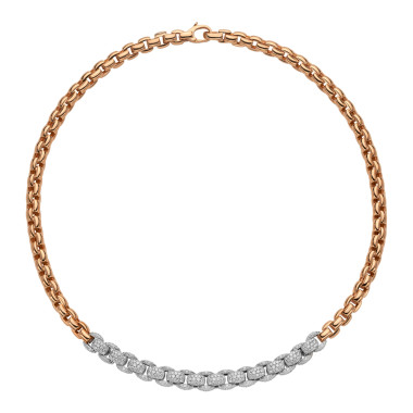         Roségold, Halsschmuck, FOPE Eka Collier mit Pavébesatz