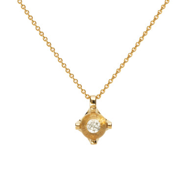 Halsschmuck, Gelbgold, Schmuckwerk Anhänger Glasklar mit Halskette