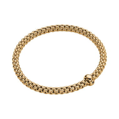 Gelbgold, Armschmuck, FOPE Solo Flex'it Armband mit schwarzen Brillanten