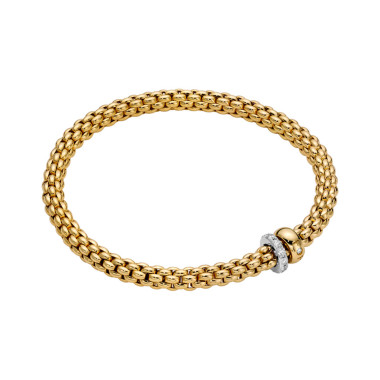         Gelbgold, Armschmuck, FOPE Eka Flex'it Armband mit Diamantpavé