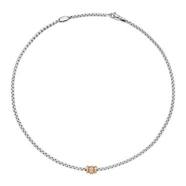 Halsschmuck, Weißgold, FOPE Eka Halskette mit Diamanten in Rautenfassung