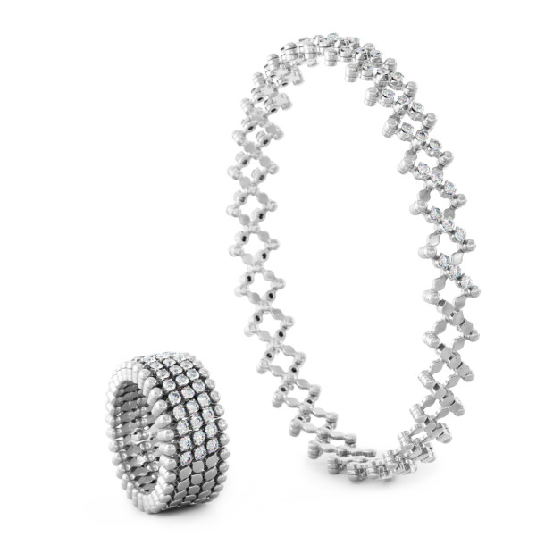         Weißgold, Ringe, Serafino Consoli Serafino Multi-Size Ring und Armreif