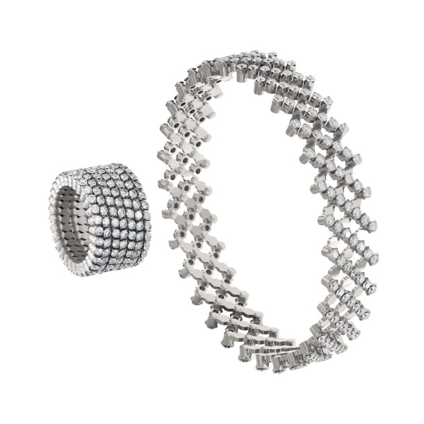         Weißgold, Ringe, Serafino Consoli Serafino Multi-Size Ring und Armreif