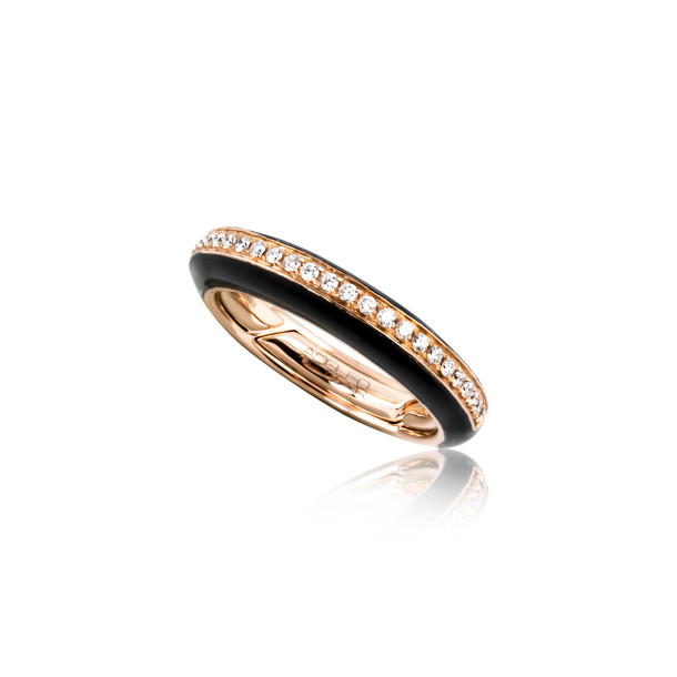         Roségold, Ringe, Adolfo Courrier Singles Black Ring
