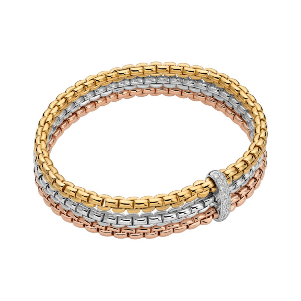         Gelbgold &amp; Roségold &amp; Weißgold, Armschmuck, FOPE Eka Flex'it Armband mit Diamantpavé